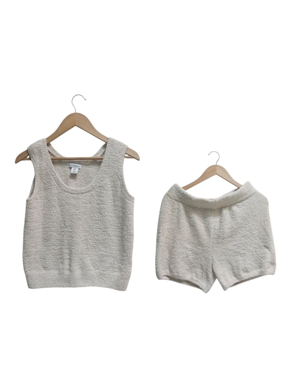 Cupcakes & Cashmere Cozy Knit Boucle Cream Tank & Shorts Set Loungewear Size M